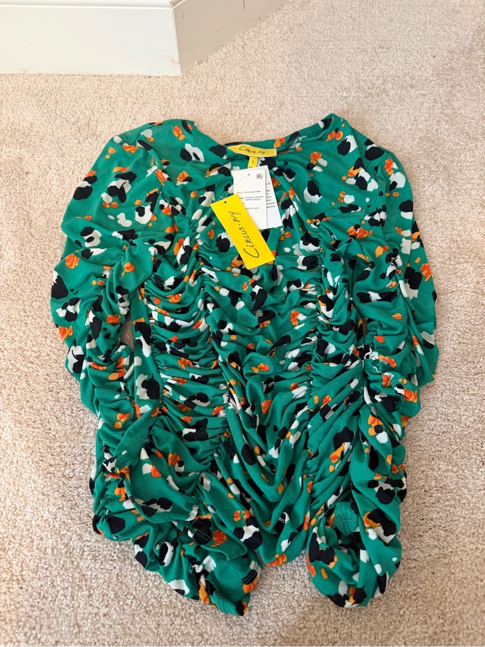 Cecilie Bahnsen Green Floral Gathered Blouse